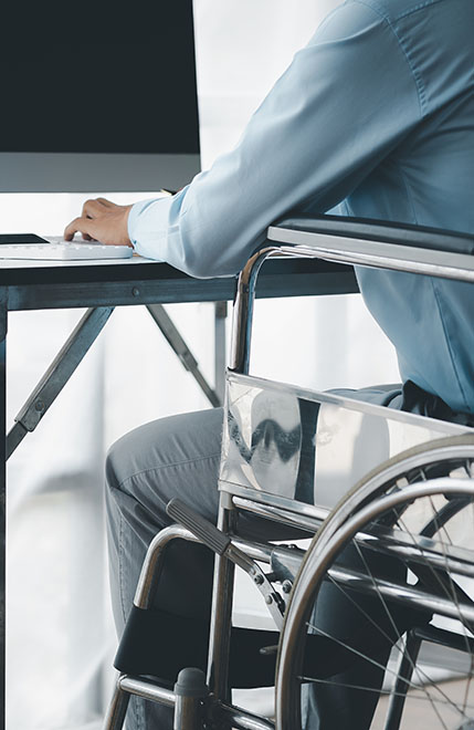 Man sitting on a wheelchair